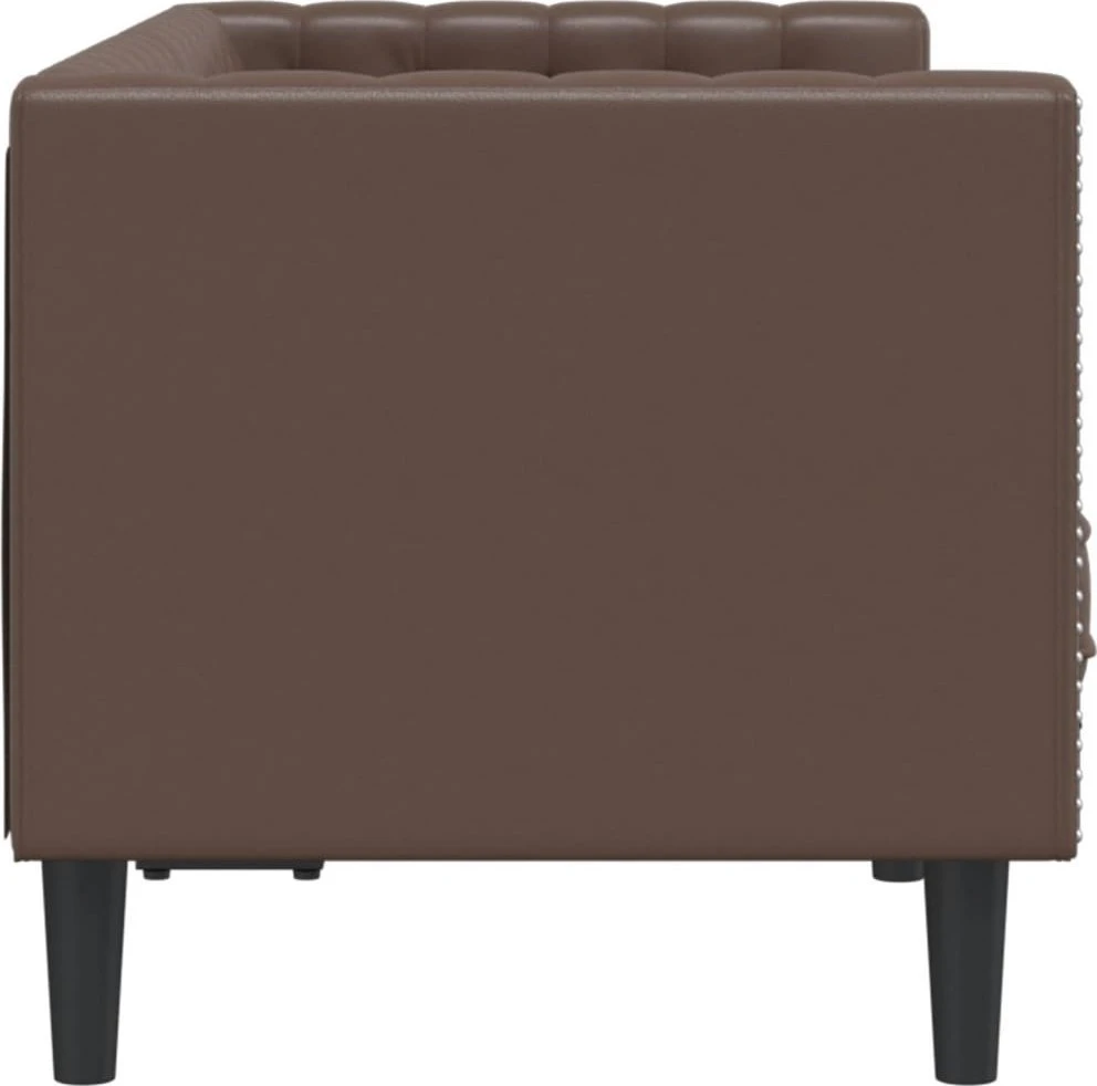 Dvivietė chesterfield sofa, rudos spalvos, dirbtinė oda