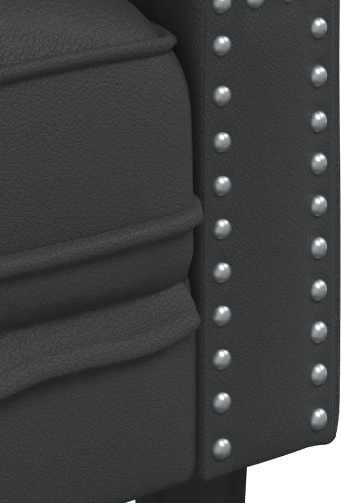 Trivietė chesterfield sofa, juodos spalvos, dirbtinė oda