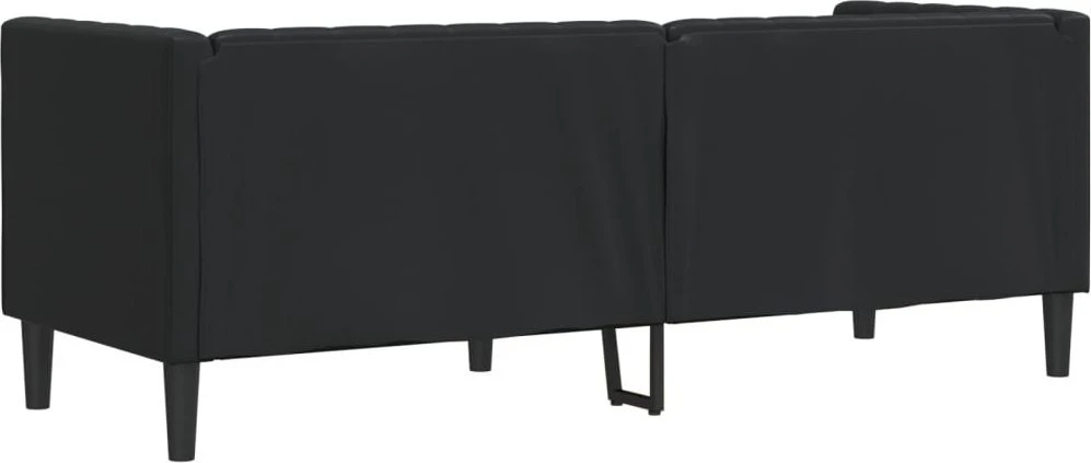 Trivietė chesterfield sofa, juodos spalvos, dirbtinė oda
