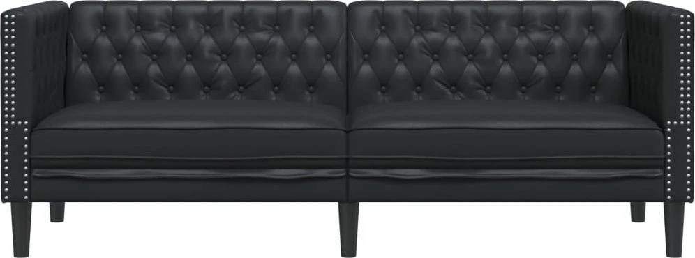 Trivietė chesterfield sofa, juodos spalvos, dirbtinė oda