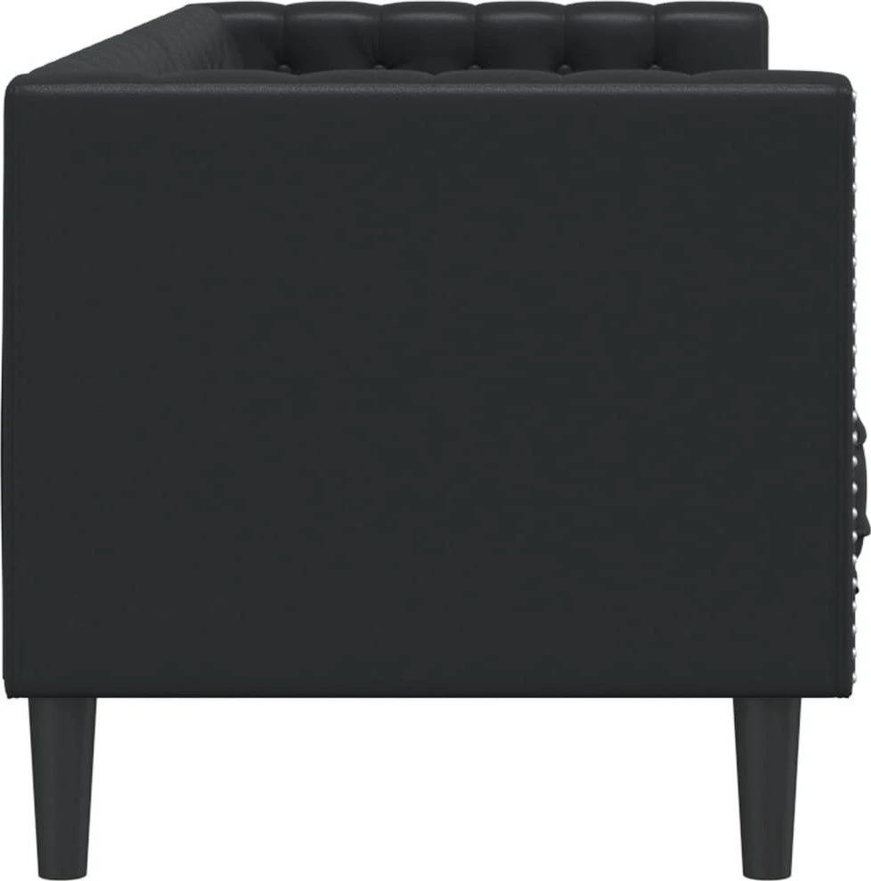 Trivietė chesterfield sofa, juodos spalvos, dirbtinė oda