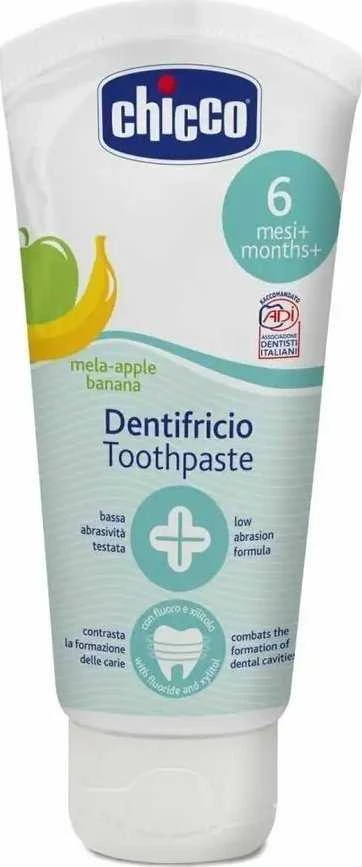 CHICCO 00012100000000 obuolių-bananų fluorido dantų pasta 50ml