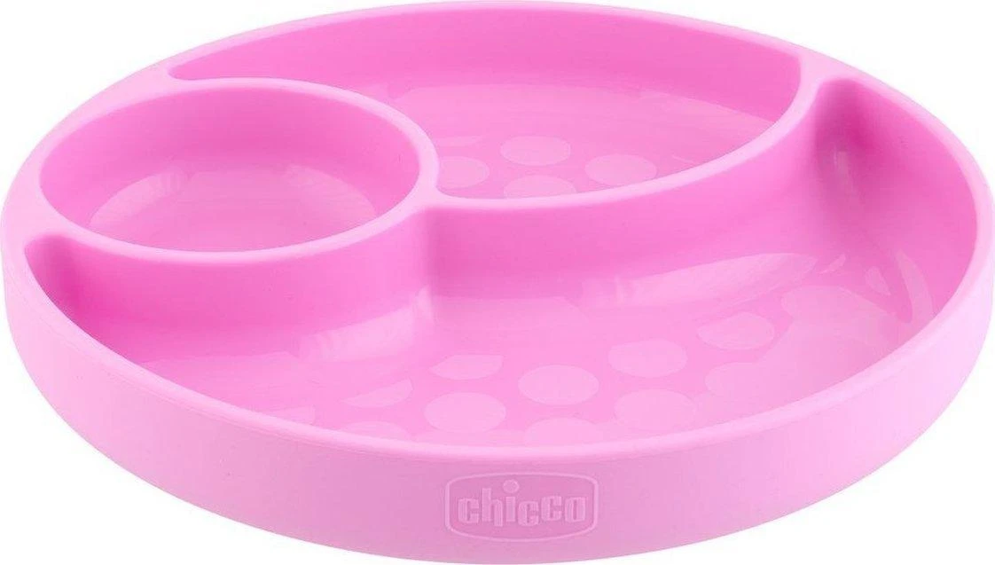 CHICCO 00010216100000 Silikoninė lėkštė 3 šviesų mergaitė