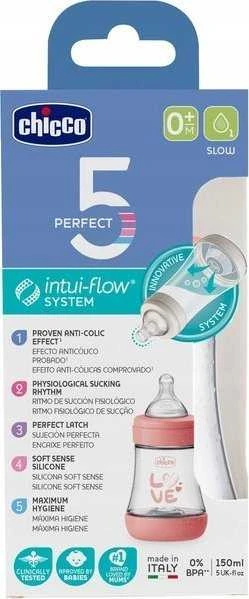 Chicco buteliukas 150ml rožinis pakuotėje
