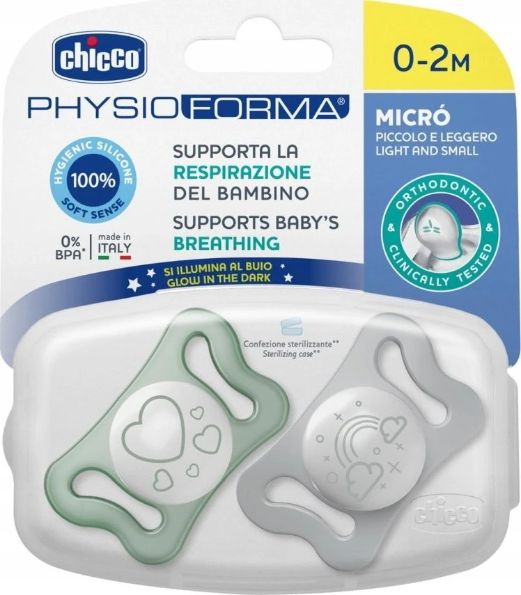 Chicco Physioforma Glow čiulptukas 0-2 m 2 vnt