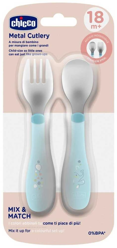 Chicco „Turkio“ metaliniai stalo įrankiai, 18 mėn.+