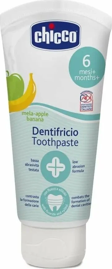 CHICCO 00012101000000 obuolių-bananų dantų pasta be fluoro 50 ml 6-24m