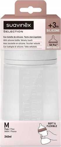Chicco 308073-SILIKONINIS BUTELIS 240 ML/SX PRO VIDUTINIO SRAUTO/SKAIDRUS/NAUJAS, VISIŠKAI IŠ SILIKONINIO