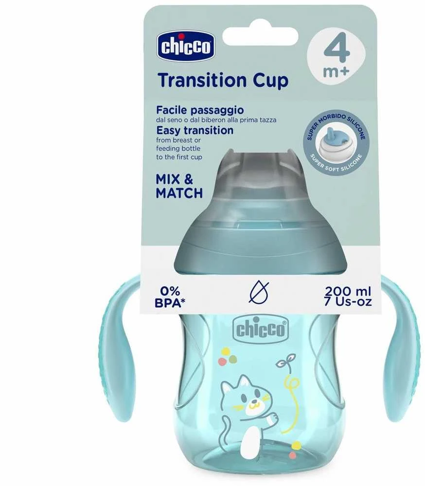 Chicco Puodelis training su soft kandiklis 200ml turquoise 4m+