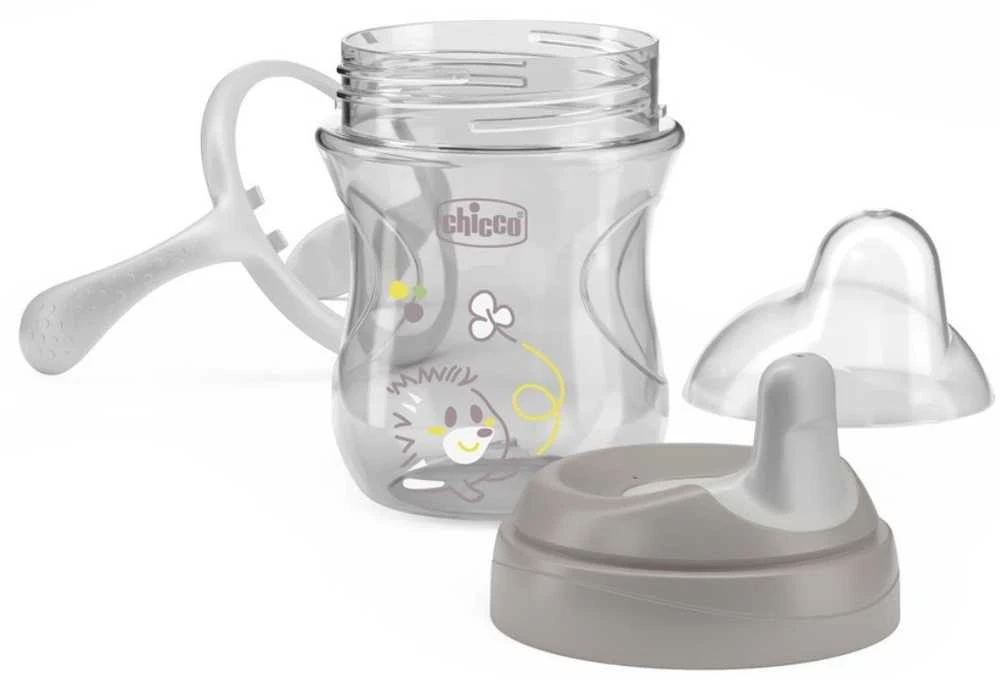 Chicco Puodelis su twardym ustnikiem 200ml pilka 6m+