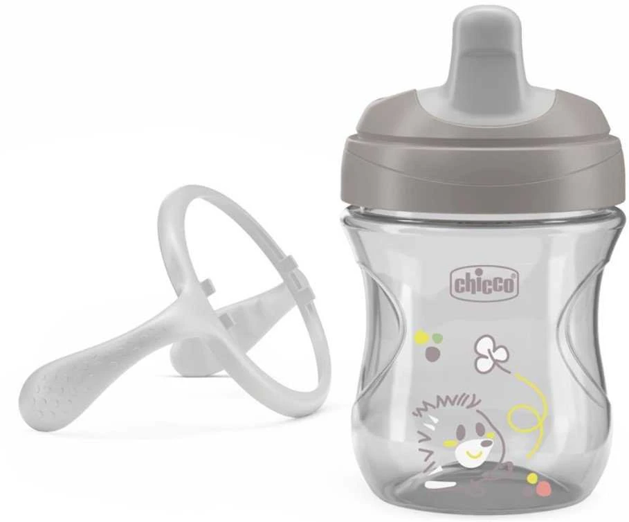 Chicco Puodelis su twardym ustnikiem 200ml pilka 6m+
