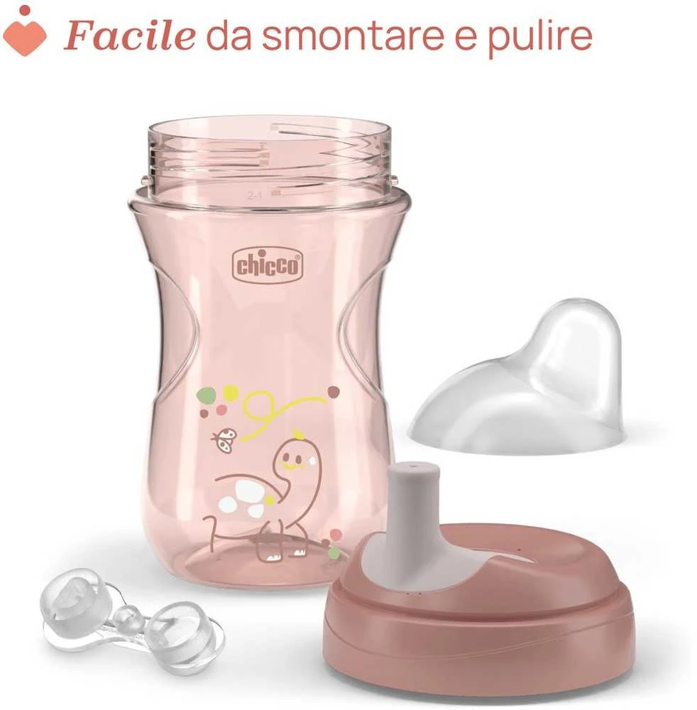 Chicco Puodelis su šiaudeliu, apsaugantis nuo išsiliejimo, 266 ml, persikų spalvos, 12 mėn.+