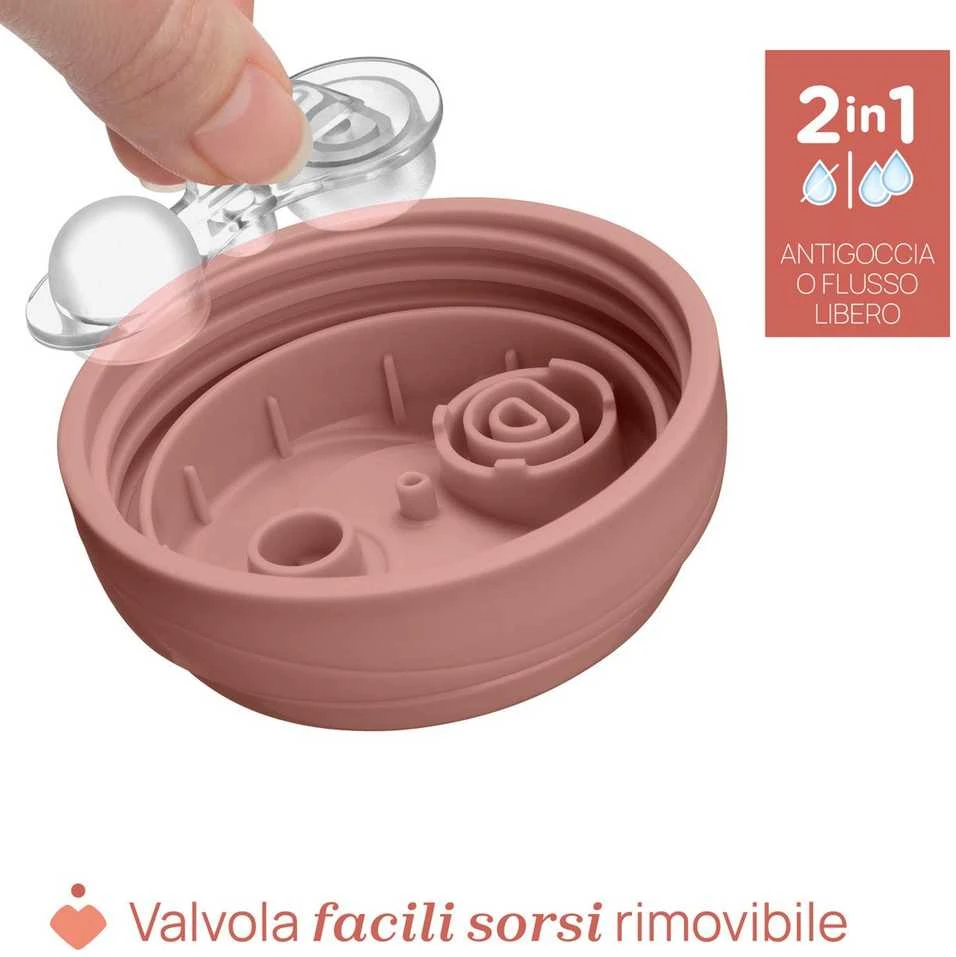 Chicco Puodelis su šiaudeliu, apsaugantis nuo išsiliejimo, 266 ml, persikų spalvos, 12 mėn.+