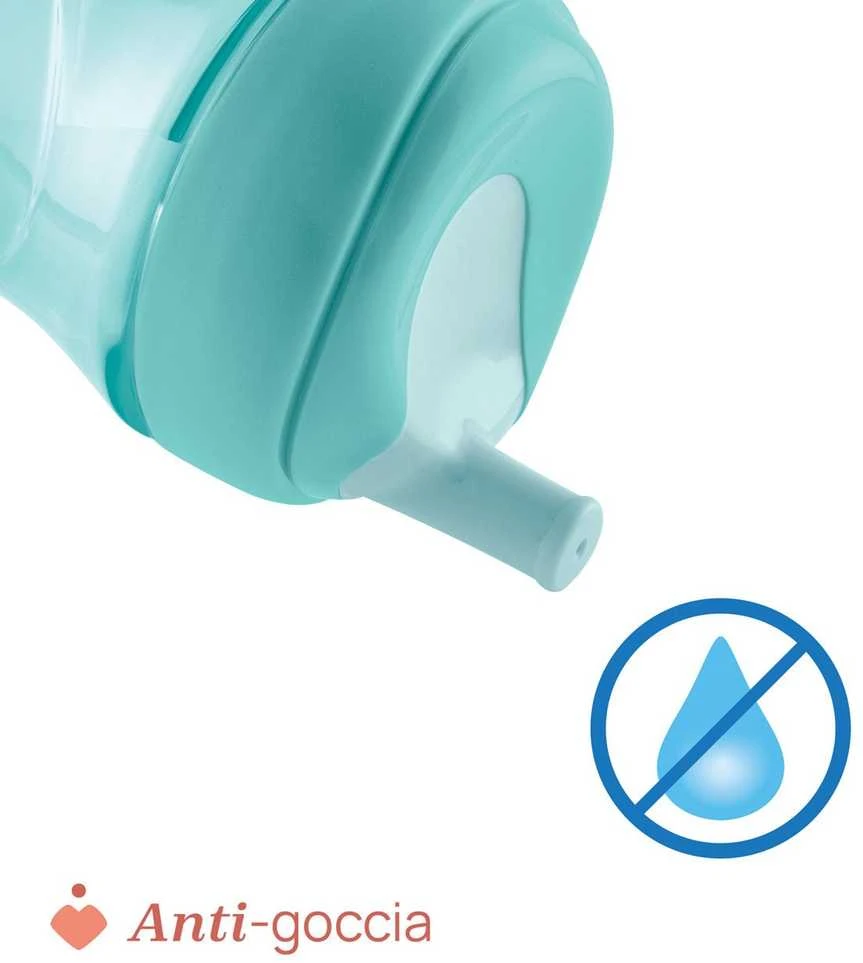 Chicco Puodelis niekapek ze slowką 266ml turkio 12m+