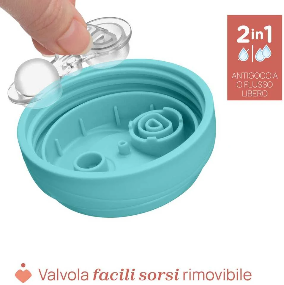 Chicco Puodelis niekapek ze slowką 266ml turkio 12m+