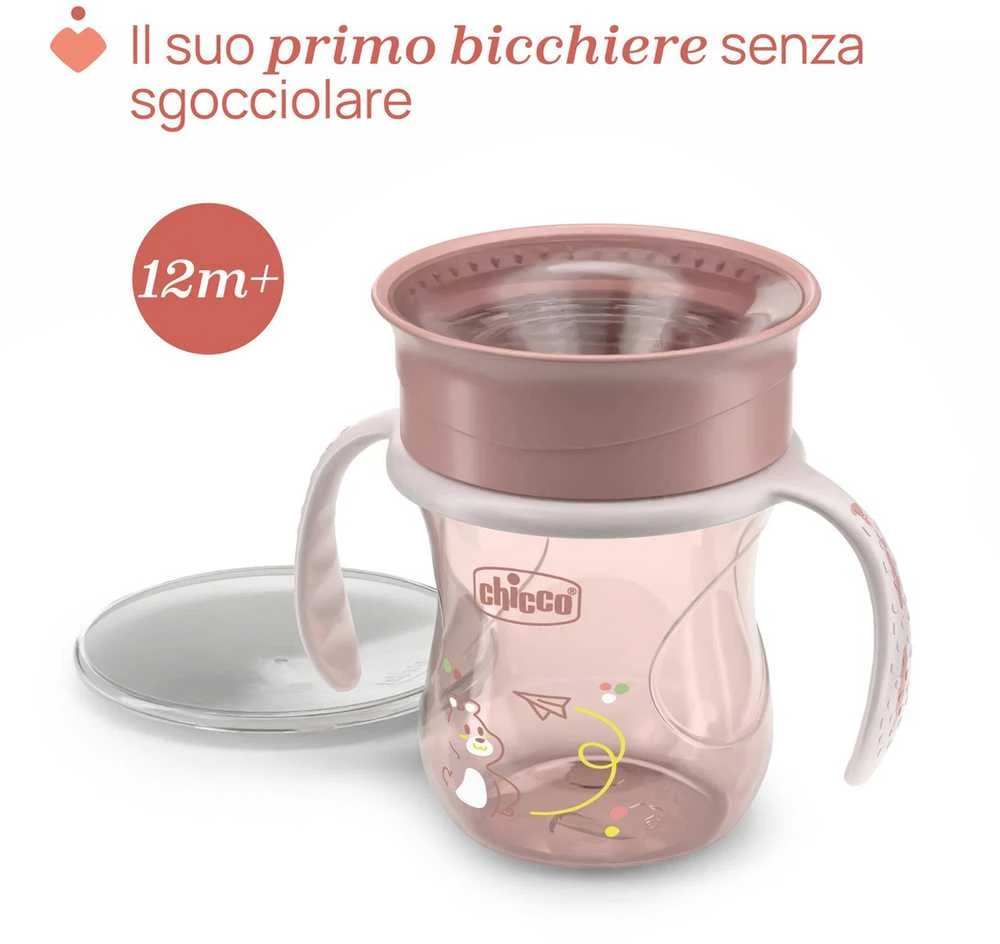 Chicco Puodelis 360` savarankiško gėrimo mokymuisi, 200 ml persikų