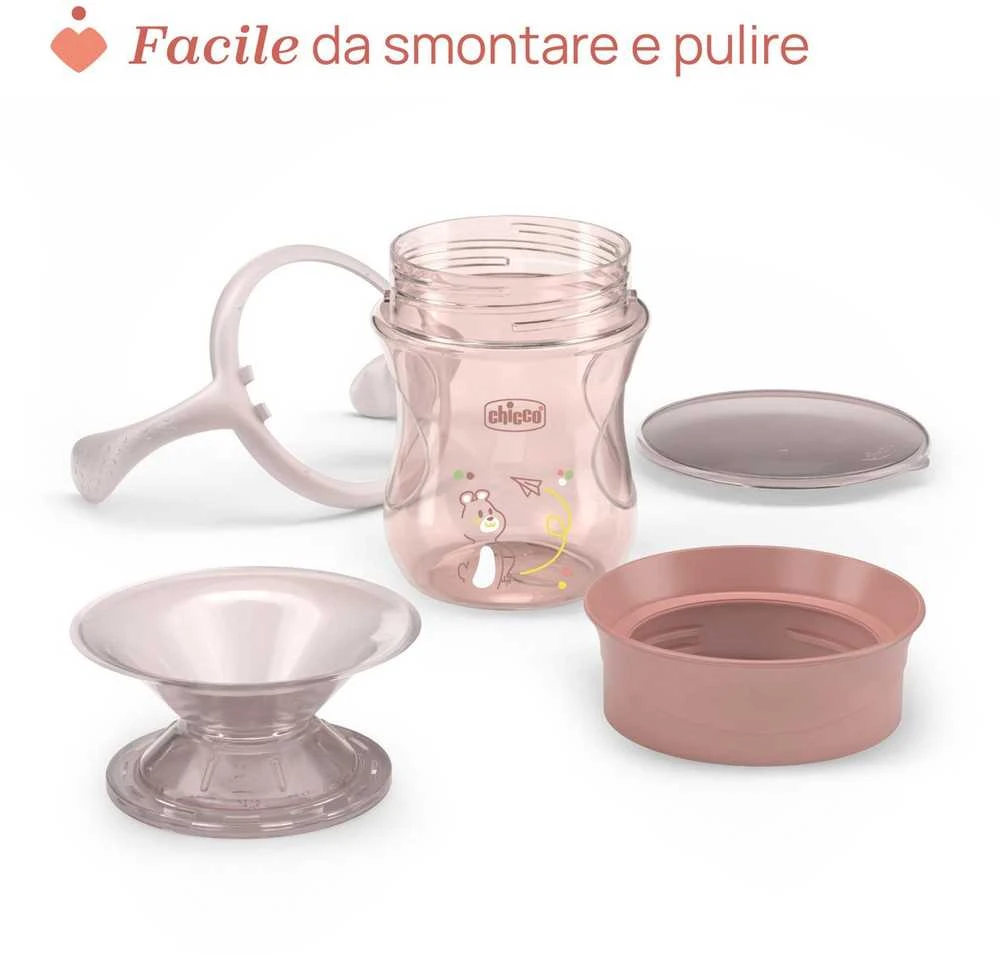 Chicco Puodelis 360` savarankiško gėrimo mokymuisi, 200 ml persikų