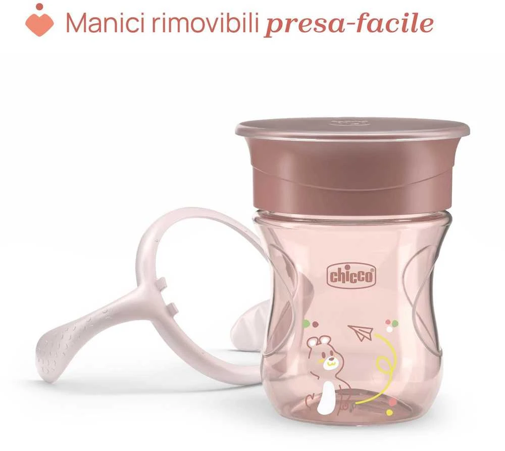 Chicco Puodelis 360` savarankiško gėrimo mokymuisi, 200 ml persikų