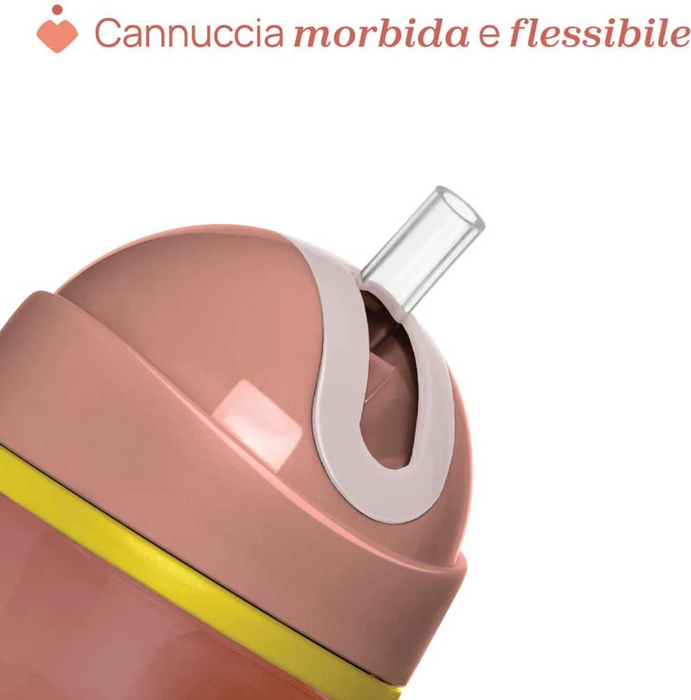 Chicco Puodelis termo puodelis su šiaudeliu, 266 ml, persikų spalvos, 14 mėn.+