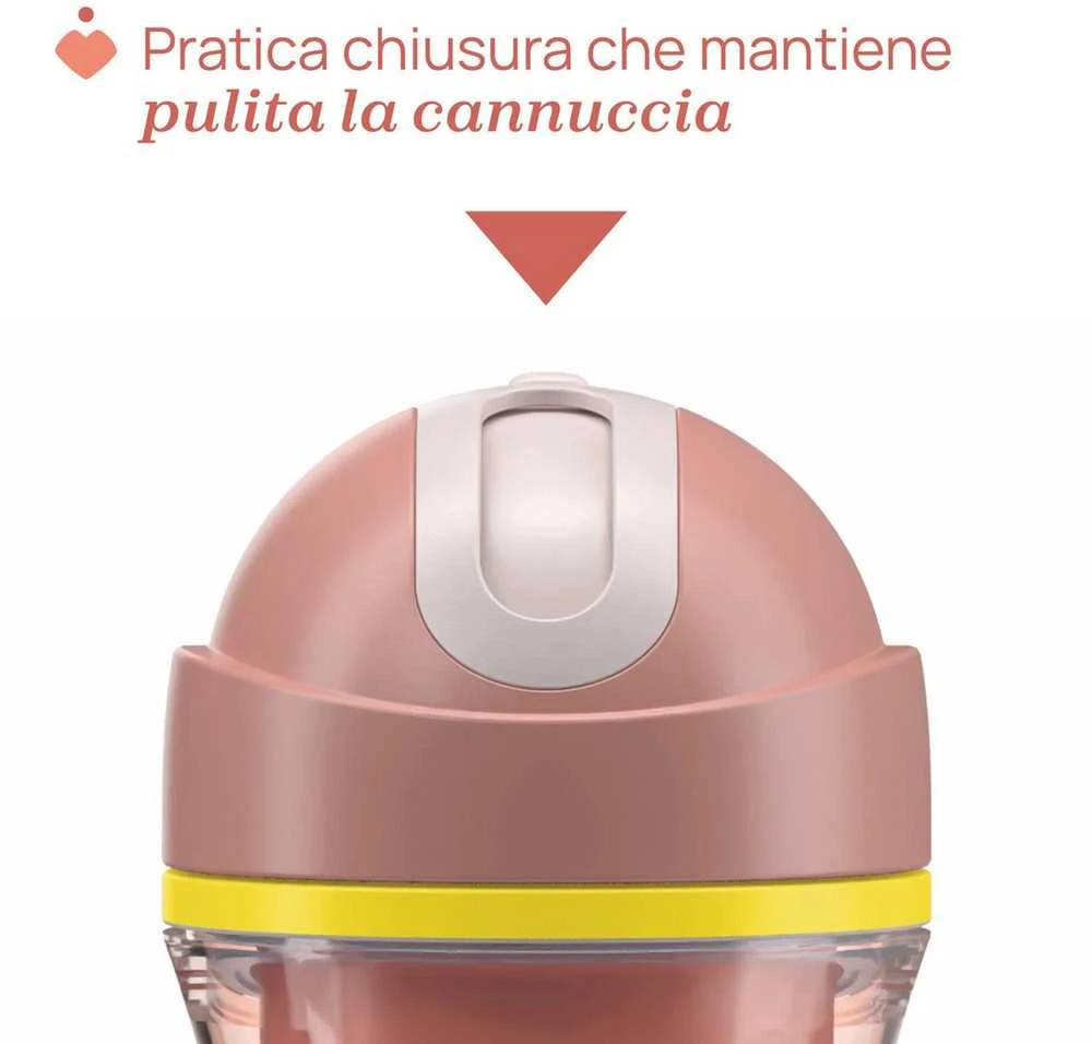 Chicco Puodelis termo puodelis su šiaudeliu, 266 ml, persikų spalvos, 14 mėn.+