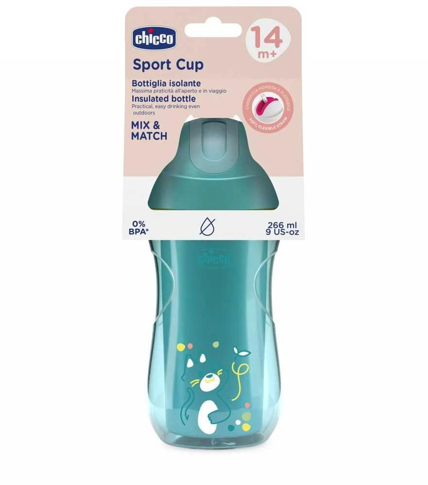 Puodelis niekapek termicz ze słomką 266ml turkus 14m+