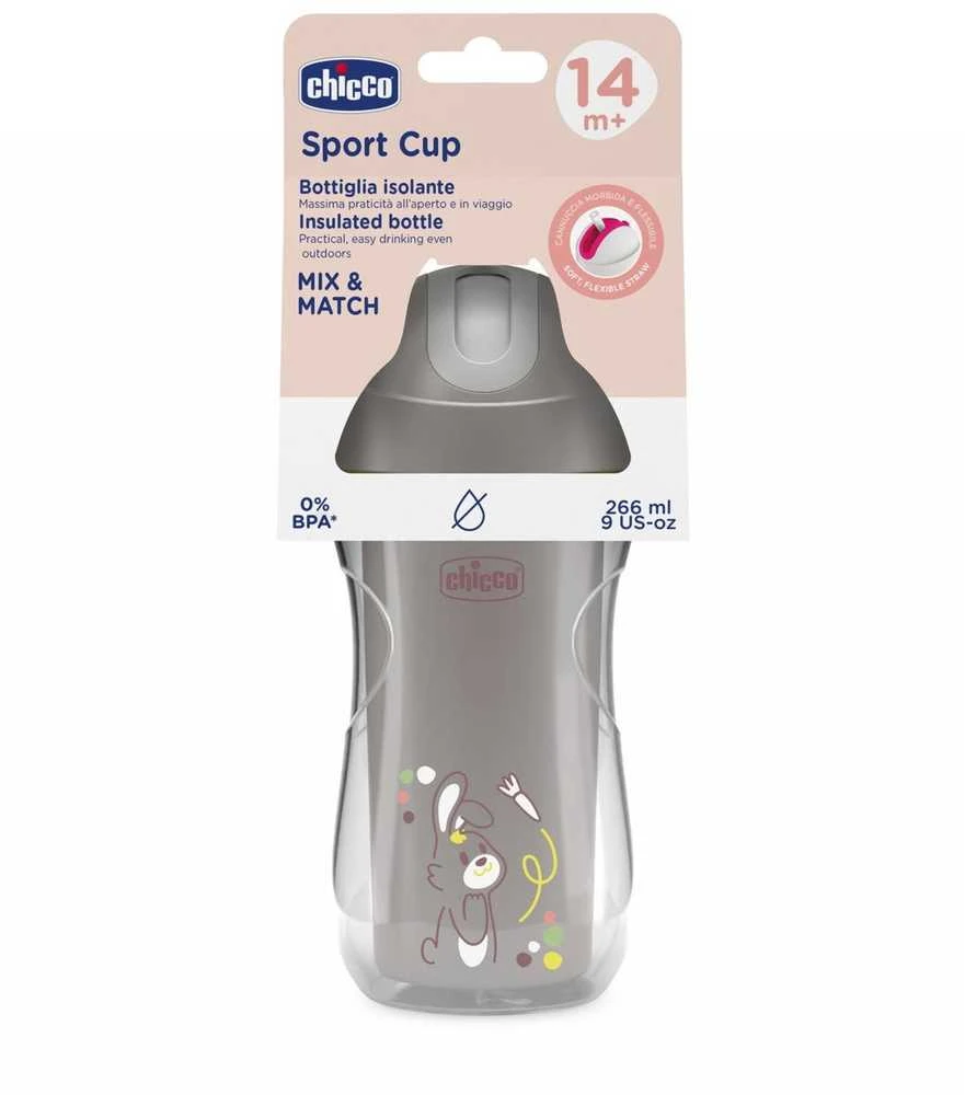 Chicco Puodelis niekapek termicz ze słomką 266ml pilka 14m+