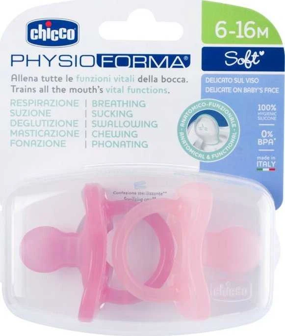 Chicco Čiulptukas nusiraminimui Soft rožinis 2vnt. 6-16m