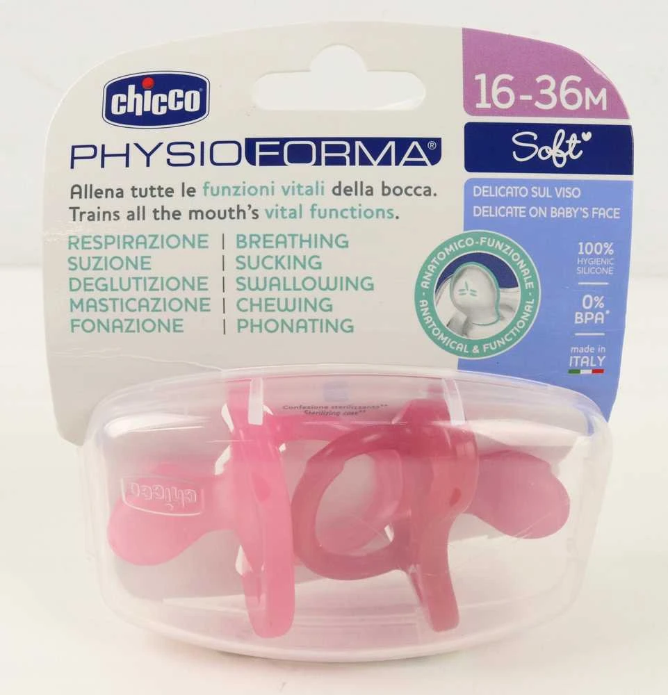 Chicco Physio Soft Pacifier Rožinė kūdikių žindukai 12m+ 2 vnt