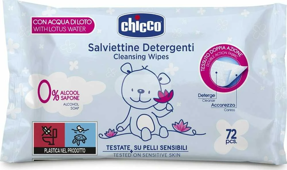 CHICCO Valomosios servetėlės, 72 vnt.