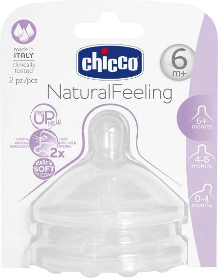 CHICCO NATURAL FEELING Silikoonist lutt, 6-12m