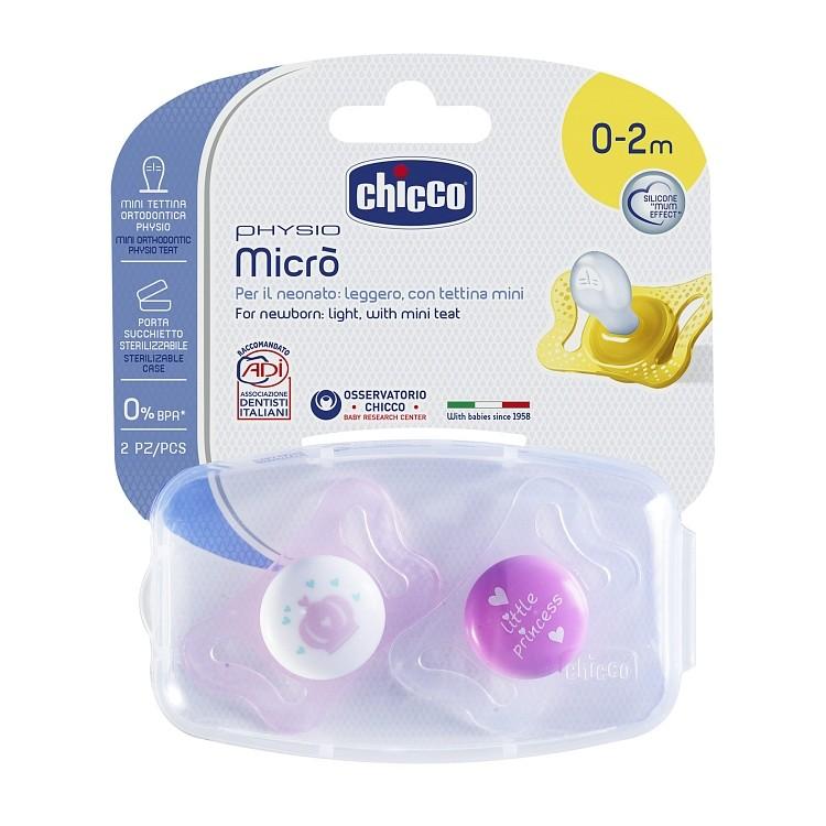 CHICCO PHYSIO MICRO Silikoonist lutt, 0-2m (Roosa)