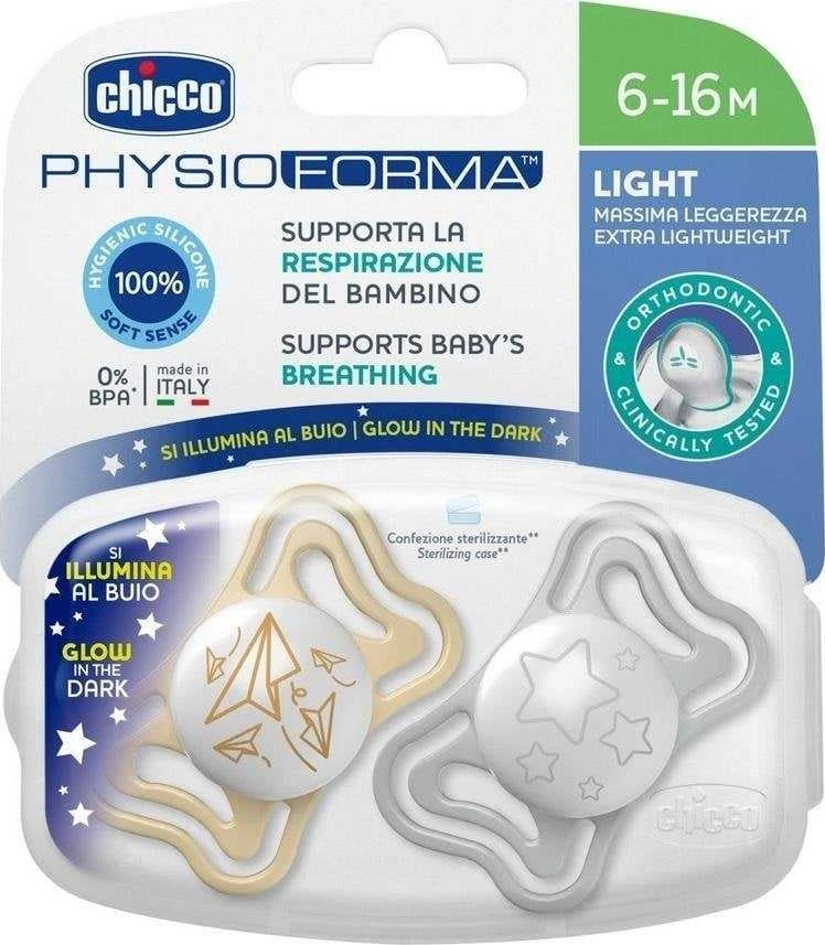 Chicco Raminantis čiulptukas lengvas silikoninis lumi 2vnt 6-16m