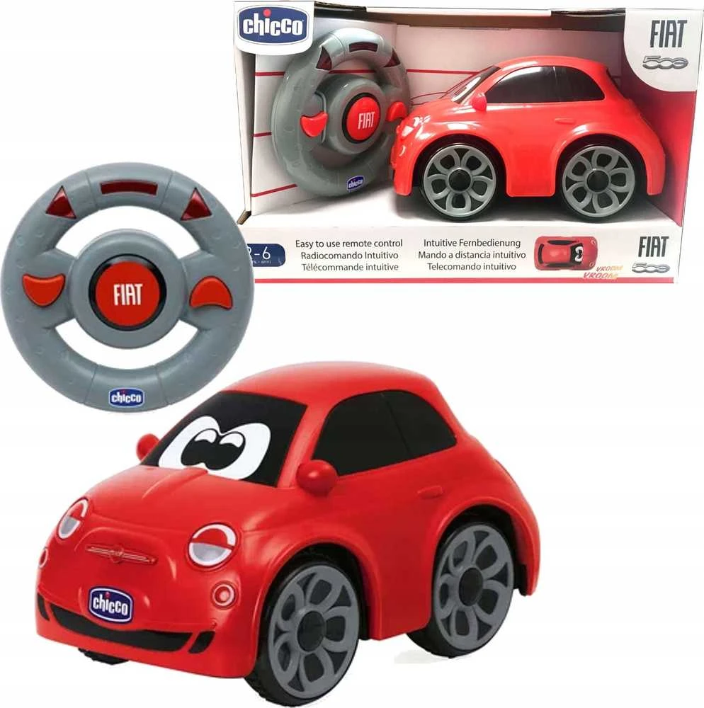 Chicco Radijo bangomis valdomas raudonas Fiat 500 automobilis su pultu