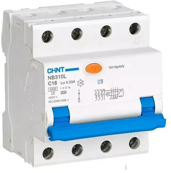 Chint | Circuit breaker RCBO, NB310L/3N, 3P+N, C32, 30mA, A, 6kA | NB310L3PN30MAA32C