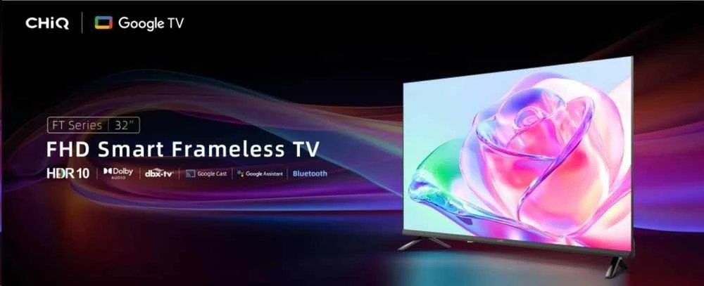 CHiQ LF32FT televizorius, 32 colių, FHD, išmanusis, „Google TV“, dbx-TV, „Dolby Audio“, berėmis