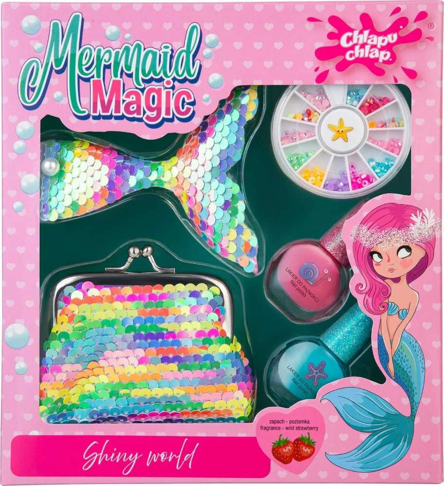CHLAPU CHLAP Mermaid Magic vaikiškas rinkinys su pinigine, nagų lakais, plaukų segtuku ir dekoracijomis