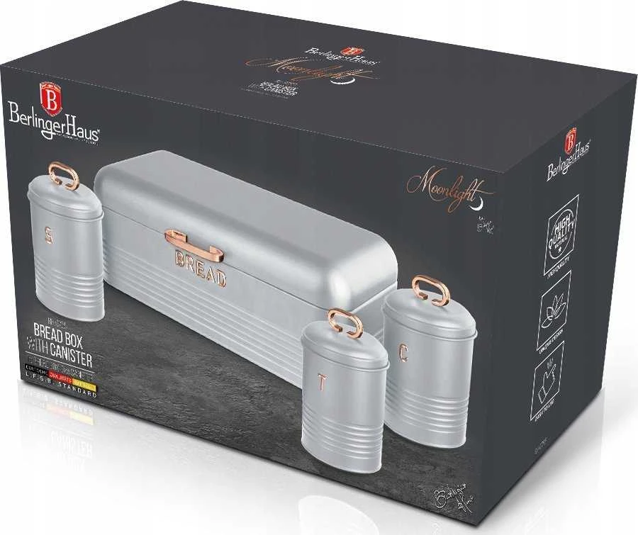 CHLEBAK STALOWY Z 3 POJEMNIKAMI BERLINGER HAUS MOONLIGHT BH-6755