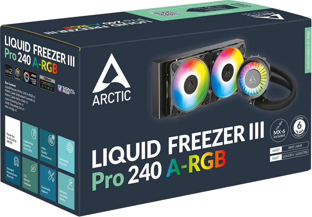 ARCTIC Liquid Šaldiklis III PRO 240 A-RGB procesoriaus aušintuvas, juodas
