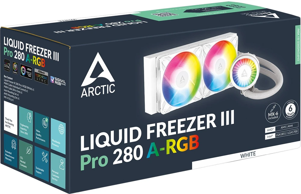 ARCTIC Liquid Šaldiklis III Pro - 280 A-RGB procesoriaus aušintuvas, baltas