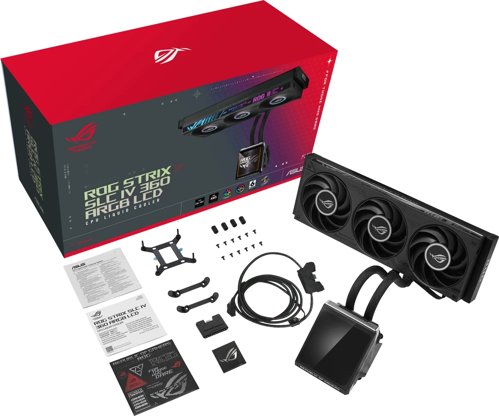 Asus ROG STRIX SLC IV 360 ARGB LCD AiO-Wasserkühlung – 360mm, juodos spalvos