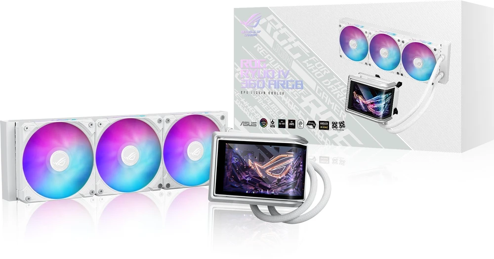 Asus ROG RYUO IV 360 ARGB Wht - viskas viename vandens aušinimas, 12 cm (baltas)