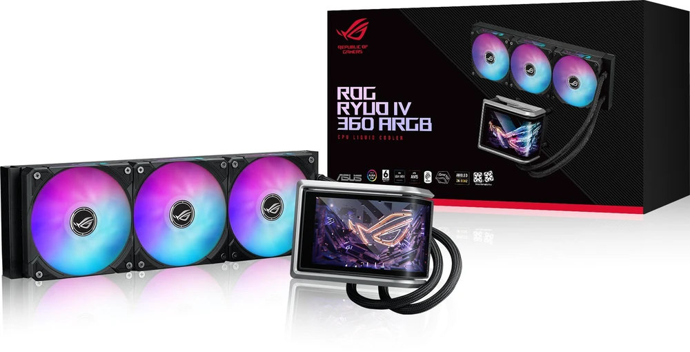 Asus ROG RYUO IV 360 ARGB - viskas viename vandens aušinimas, 12 cm (juodas)
