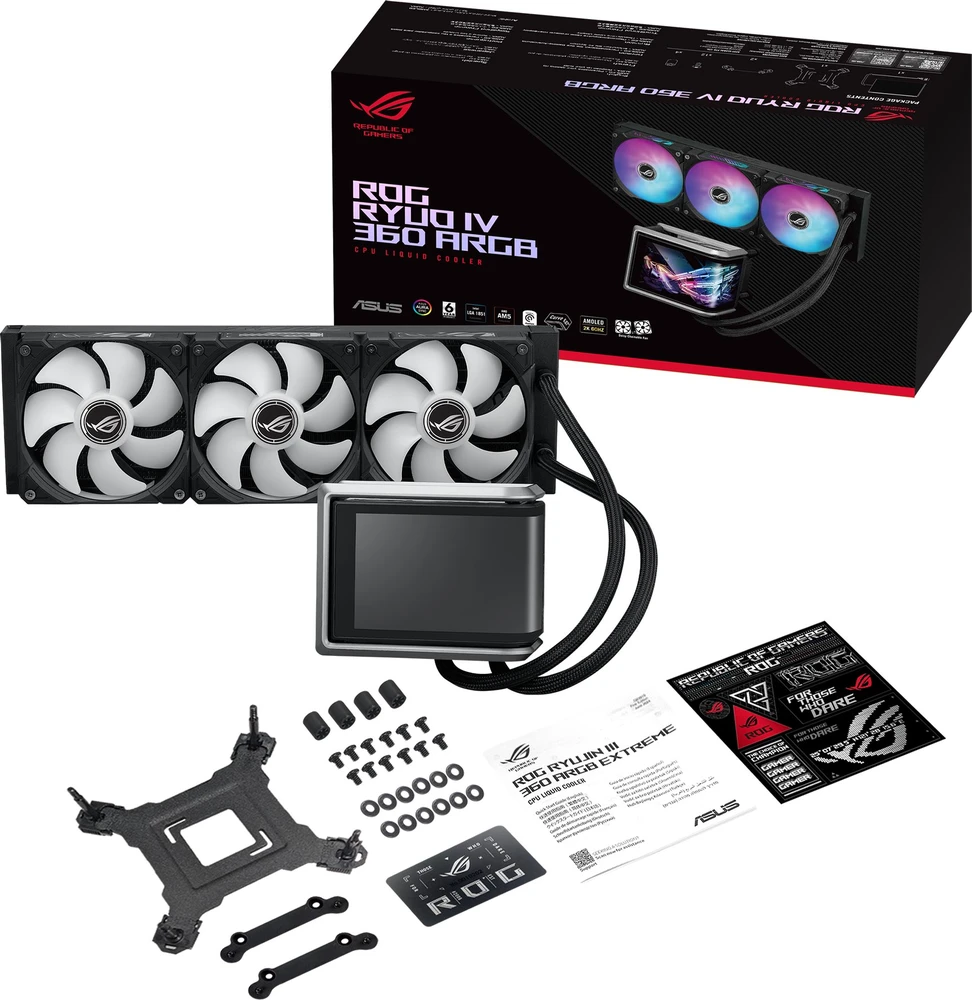 Asus ROG RYUO IV 360 ARGB - viskas viename vandens aušinimas, 12 cm (juodas)