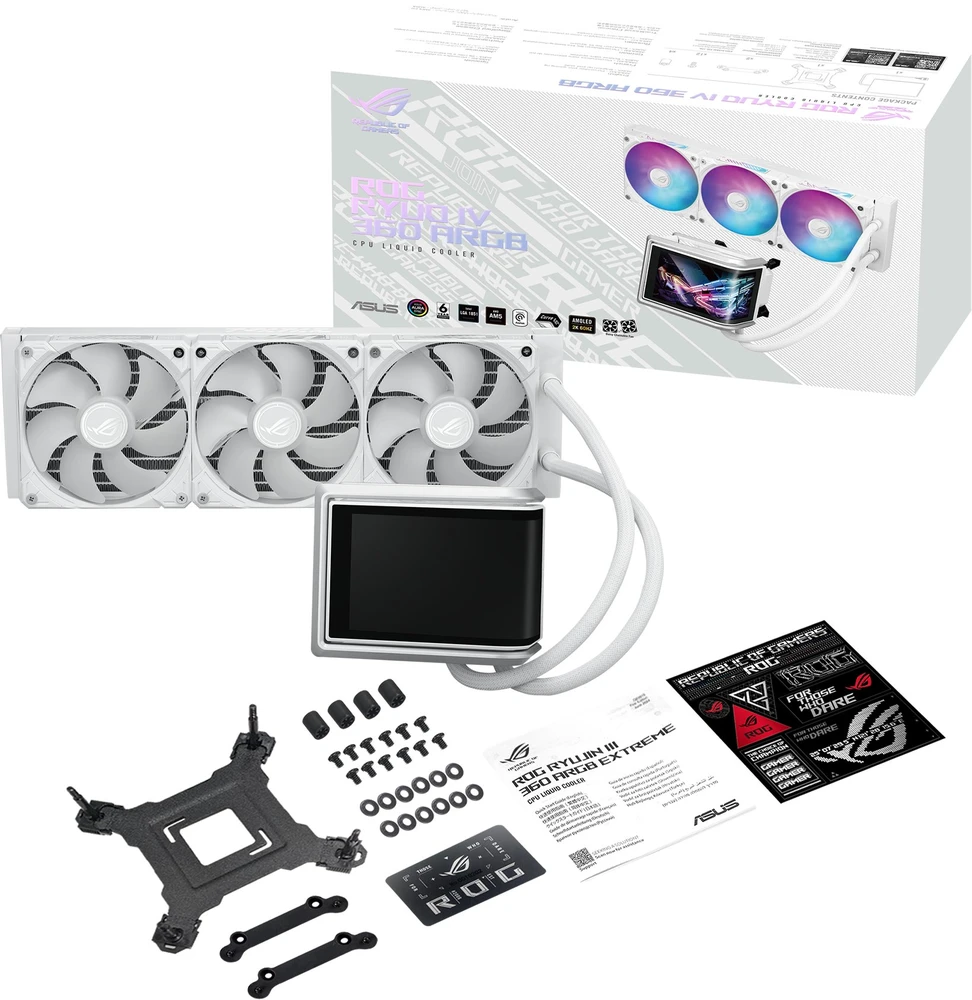 Asus ROG RYUO IV 360 ARGB Wht - viskas viename vandens aušinimas, 12 cm (baltas)
