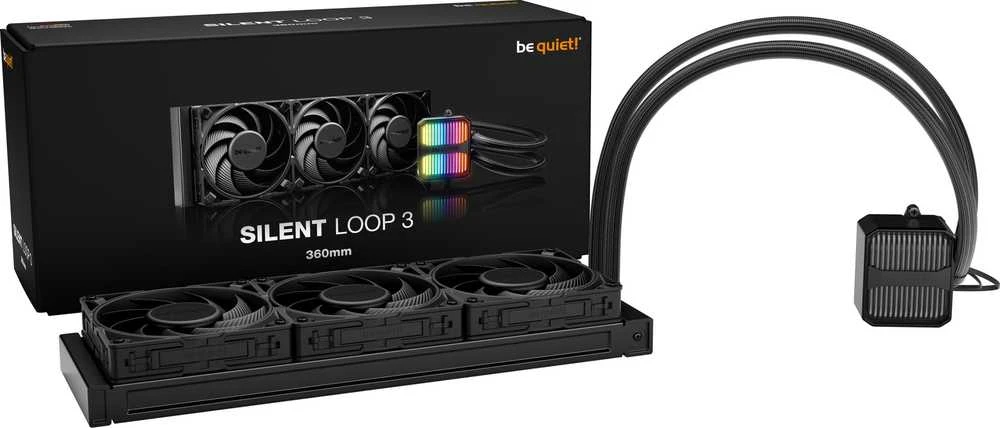 „Be Quiet! Silent Loop 3“ 360 mm procesorius. Viskas viename skysčio aušintuvas. 12 cm. Juodas. 1 vnt.