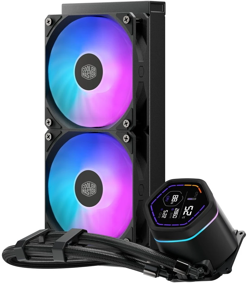 Cooler Master skysto aušinimo sistema su LED ekranu