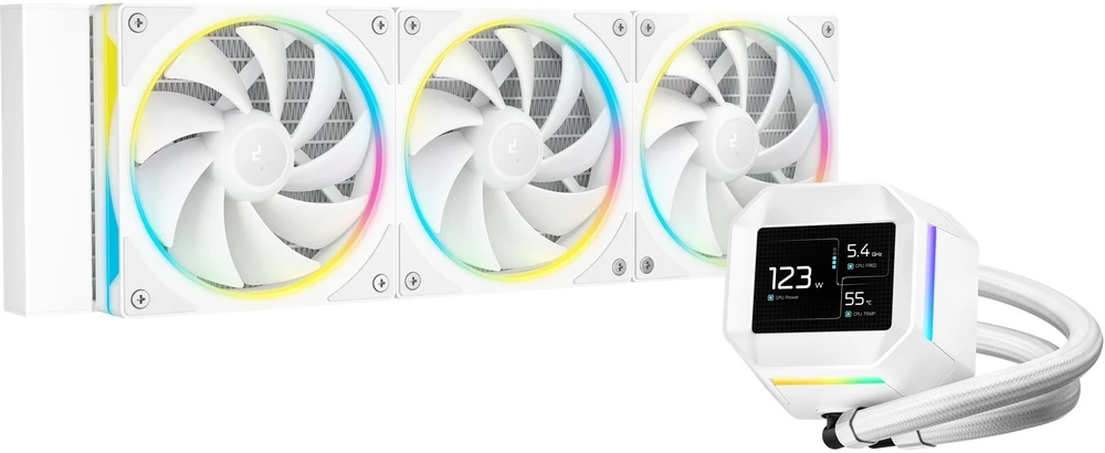 Deepcool LM360 WH aušintuvas su RGB ventiliatoriais ir ekranu