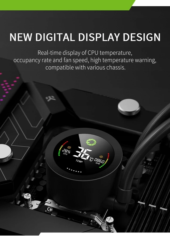 Gamemax CPU Liquid Cooler | ICEBURG 240 DIGITAL BK | Juodas