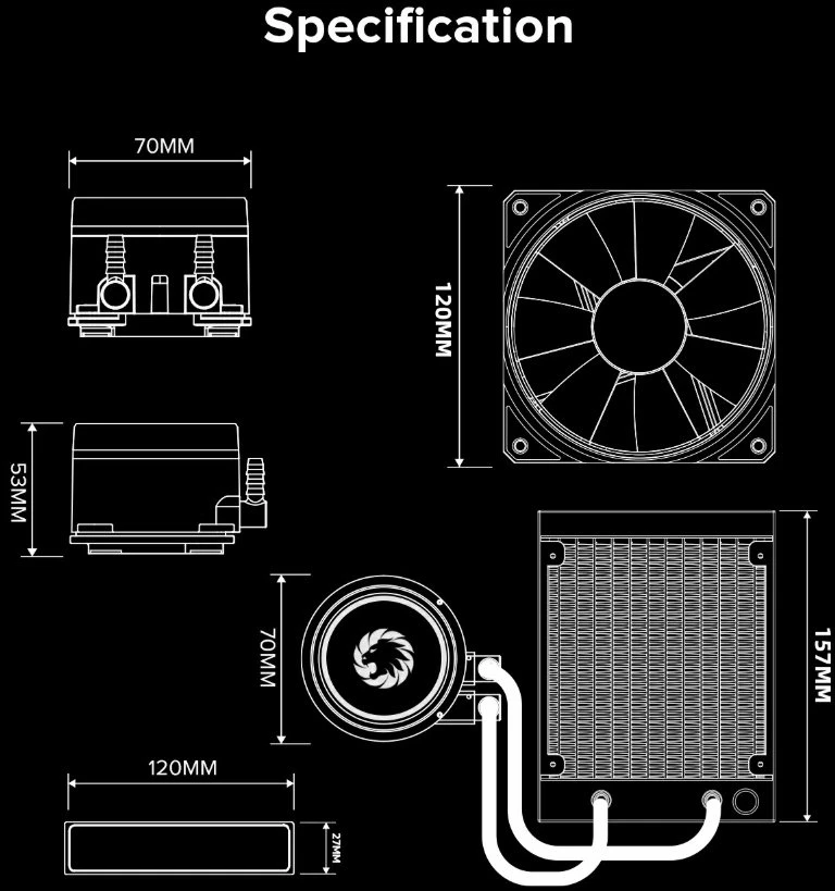 Gamemax CPU Liquid Cooler | ICEBURG 120 BK | Juodas
