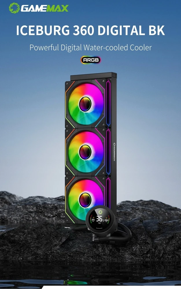 Gamemax CPU Liquid Cooler | ICEBURG 360 DIGITAL BK | Juodas